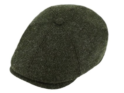 Pánska zelená vlnená bekovka - Fiebig - Harris Tweed