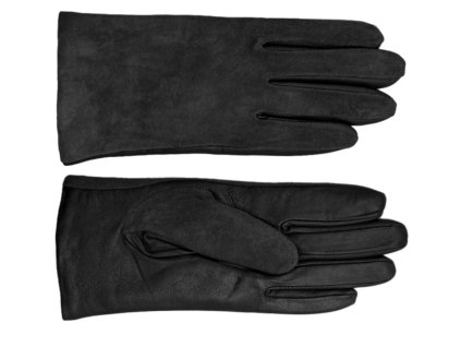 Dámske čierne kožené (s semišom) rukavice flísová podšívka - Fiebig