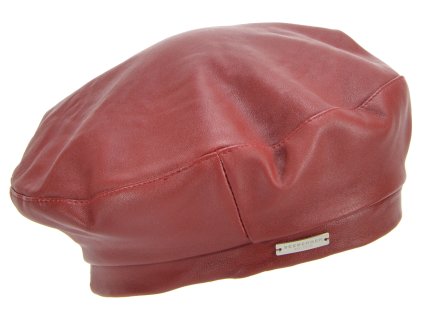 Červená kožená baretka - Basque Leather