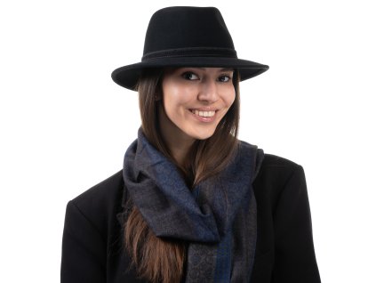 Kašmírový čierny cestovný klobúk Fiebig