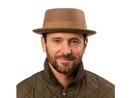 Plstený klobúk porkpie - Fiebig  - béžový klobúk