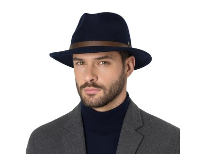 Cestovný nekrčivý vodeodolný modrý klobúk Mayser - Marvin Mayser