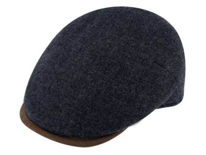 Zimná modrá čiapka Fiebig - modrá vlna a koža