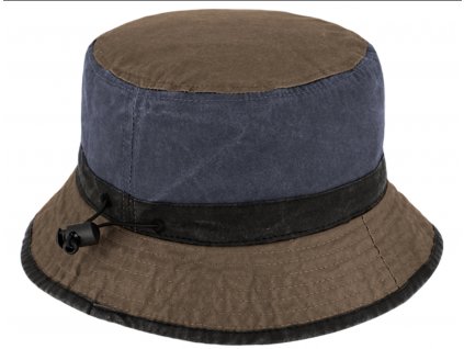 Voľnočasový legendárny bucket hat od Fiebig 1903 - hnedomodrý - vypraná bavlna