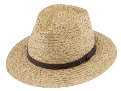 Unisex letný klasický klobúk - Fiebig s koženým remienkom béžová