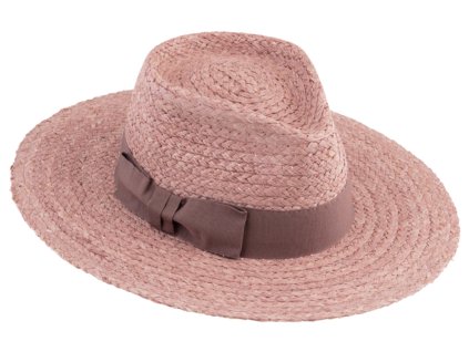 Dámsky letný ružový klobúk Fedora - 100 % slamený klobúk Fiebig