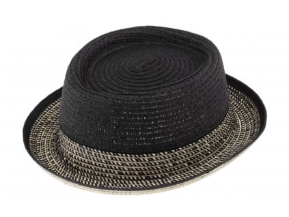 Letný dvojfarebný čierny klobúk Pork Pie - Fiebig