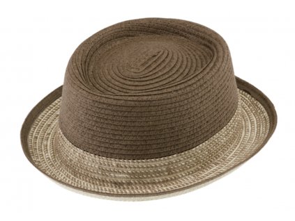 Letný dvojfarebný hnedý klobúk Pork Pie - Fiebig