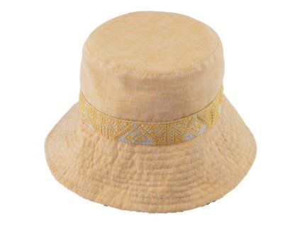 Bucket hat - letný žltý ľanový klobúk - Fiebig 1903