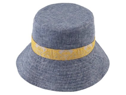 Bucket hat - letný modrý ľanový klobúk - Fiebig 1903