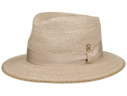 Luxusný nekrčivý béžový klobúk Fedora - ručne šitý, UV faktor 80 - Mayser Pepino
