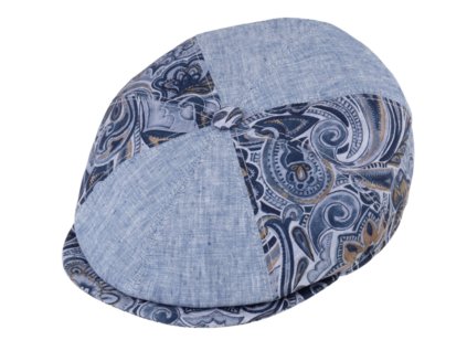 Letná ľanová modrá bekovka 8-panel - patchwork