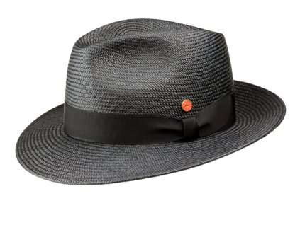 Exkluzívny čierny panamský klobúk Fedora Bogart s čiernou stuhou - ručne pletený, UV faktor 80 - ekvádorská panama - Mayser Torino