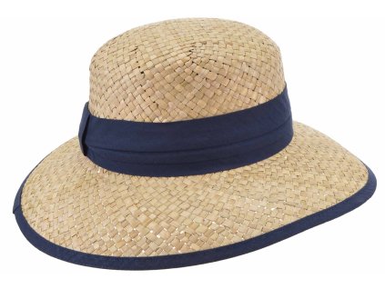 Dámsky letný slamený (morská tráva) klobúk s modrou stuhou - Seeberger since 1890