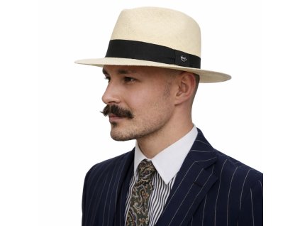 Luxusný panamský klobúk - Panama Fedora so stuhou - Panama CLASSIC