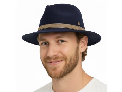 Luxusný modrý klobúk Mayser z králičej plsti - Collins