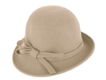 Dámsky béžový plstený klobúčik Cloche - Fiebig