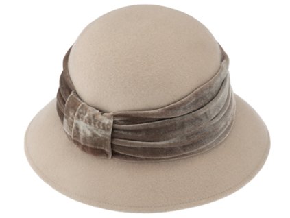 Dámsky béžový plstený klobúčik Cloche - Fiebig