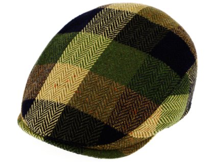 Pánska zimná vlnená zelená kockovaná bekovka - Fiebig