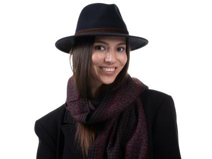 Kašmírový modrý cestovný klobúk Fiebig - Traveller Kaschmir