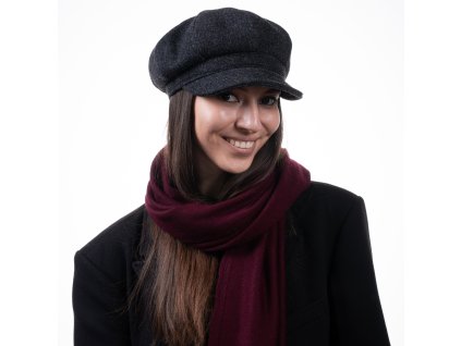 Dámska tmavo šedá zimná vlnená bekovka - Shetlandská vlna