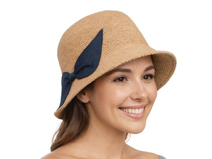 27316 1 damsky slameny klobouk cloche s modrou masli