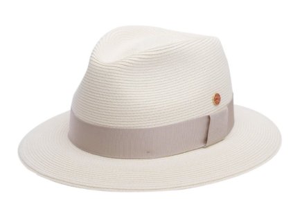 Luxusný nekrčivý biely klobúk Fedora - ručne šitý - Mayser Mathis