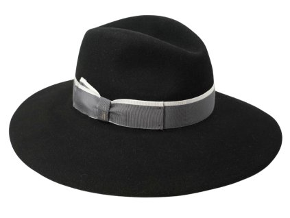 Dámsky čierny klobúk Sophie s dvojfarebnou stuhou - široká krempa BORSALINO