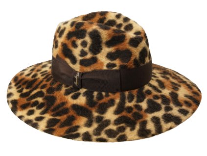 Claudette - leopardý dámsky klobúk Borsalino s hnedou stuhou - Limitovana kolekcia