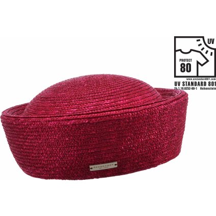 Dámsky slamený klobúk Seeberger - rubínovo červený