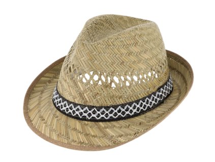 Slamený klobúk s ozdobnou stuhou - Trilby