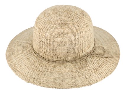 Dámsky letný nekrčivý slamený (raffie) klobúk Cloche - Crochet Cloche