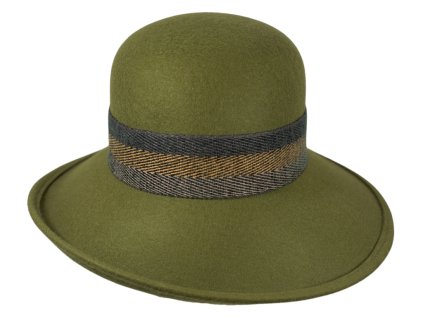 Dámsky plstený zelený klobúčik Cloche - Fiebig