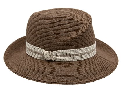 Luxusný dámsky nemačkavý hnedý klobúk Fedora - ručne šitý, UV faktor 80 - Mayser Simone