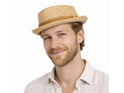 Béžový letný porkpie klobúk od Fiebig