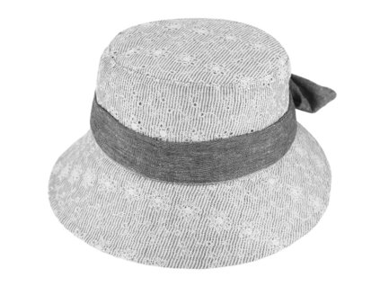 Bucket hat - letný sivý kvetinový bavlnený klobúk - Fiebig 1903