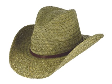 Slamený klobúk Fiebig - Western - westernový klobúk s koženým opaskom