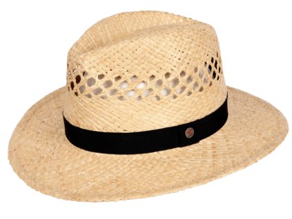 Letný traveller klobúk z rafia s perforáciou – čierna stuha