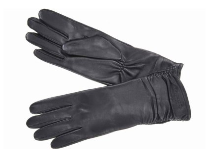 Dámske čierne kožené rukavice s prešívaním - Seeberger