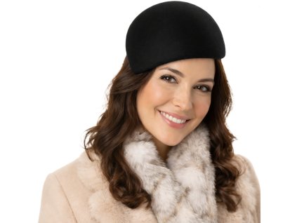 Dámska čierna plstená lodička - plstený baret - Seeberger