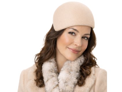 Dámska svetlá béžová plstená čiapka - plstený baret - Seeberger