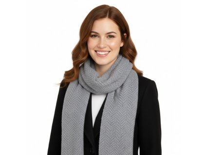 Sivá šála z panenskej vlny 30×200 cm