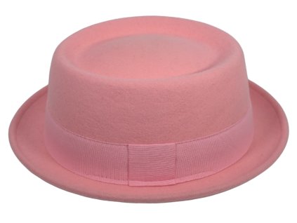 Plstený klobúk porkpie Crushable - Fiebig - ružový klobúk 305017