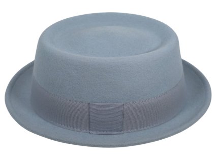 Plstený klobúk porkpie Crushable - Fiebig - svetlomodrý klobúk 305017