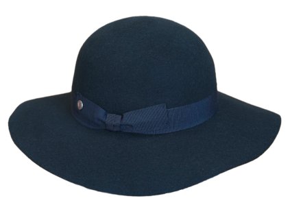 Dámsky modrý kašmírový klobúk floppy so širokou krempou - limitovaná kolekcia Fléchet