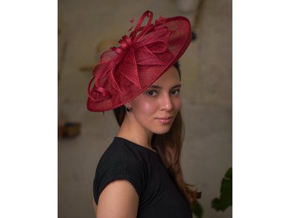 Fascinátor červený - ozdoba do vlasov