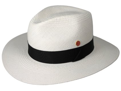Luxusný biely panamský klobúk Fedora s čiernou stuhou - Mayser Gedeon - UV faktor 80