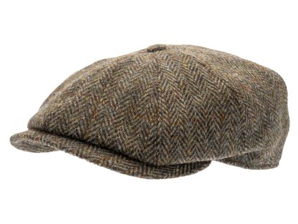 Vlnená tvídová baretka 8-panelová od CTH Ericson - Aaron Harris Tweed Green