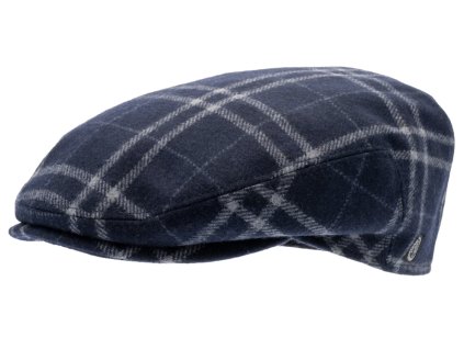 Zimná vlnená modrá bekovka (ušné klapky) - driver cap od CTH Ericson - Carl Sr. Tartan Check Blue