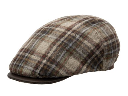 Pánska zimná kockovaná béžová šiltovka - Marzio - Zechbauer limitovaná kolekcia